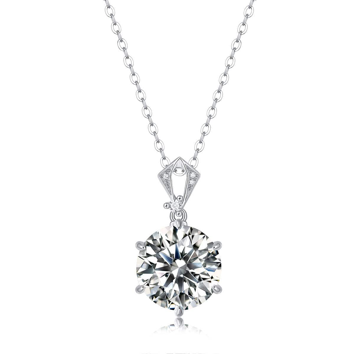 Silverbene Elegant 10ct Round Moissanite CZ Heart Border 925 Sterling Silver Necklace