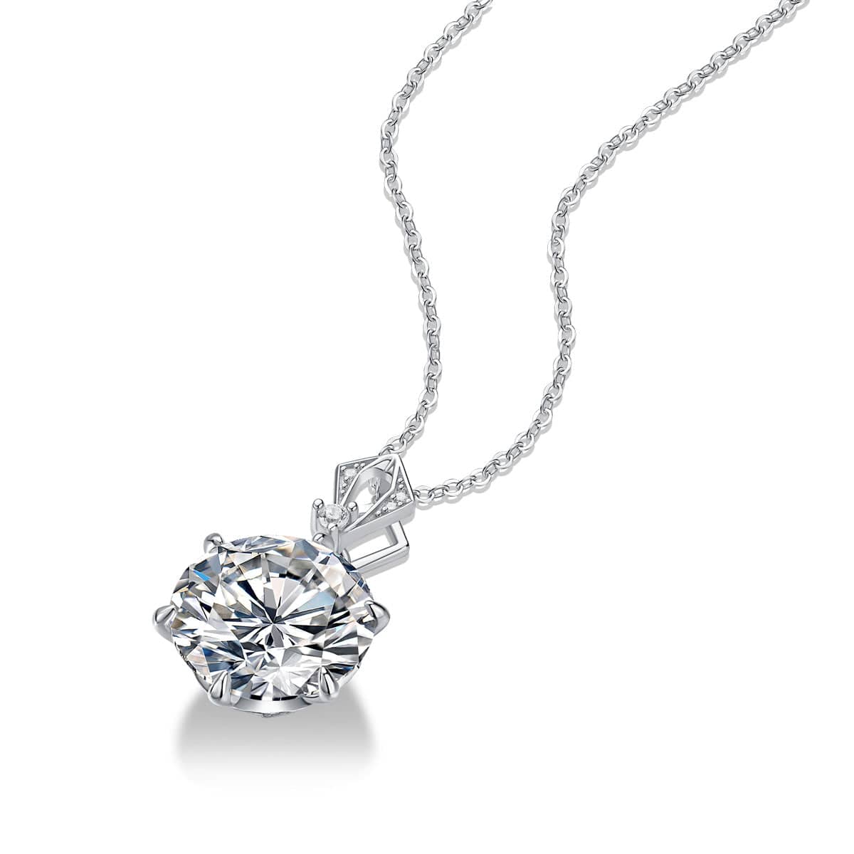 Silverbene Elegant 10ct Round Moissanite CZ Heart Border 925 Sterling Silver Necklace