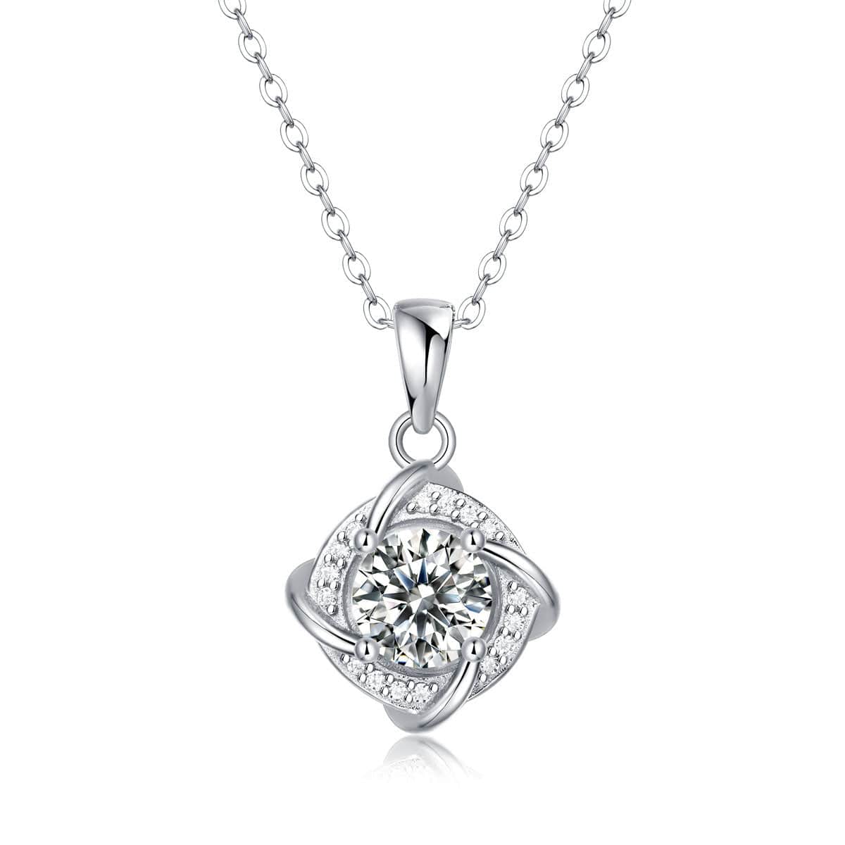 Silverbene Elegant Moissanite CZ Rhombus 925 Sterling Silver Necklace