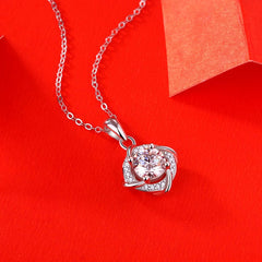 Silverbene Elegant Moissanite CZ Rhombus 925 Sterling Silver Necklace