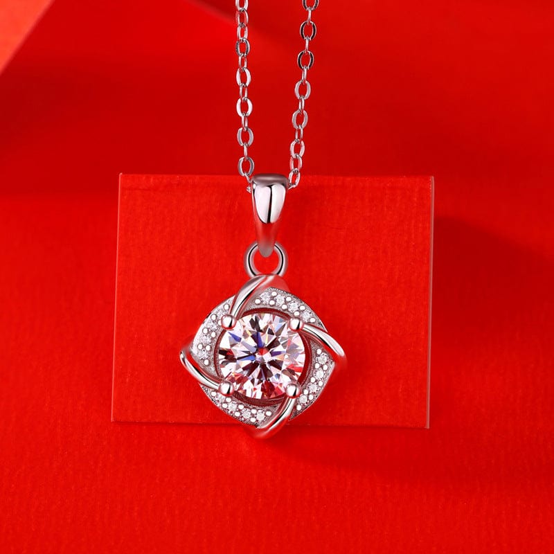 Silverbene Elegant Moissanite CZ Rhombus 925 Sterling Silver Necklace