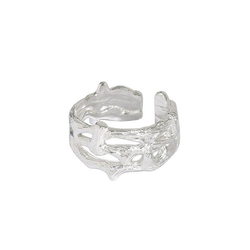 Silverbene Fashion Wide Hollow Branch 925 Sterling Silver Adjustable Ring