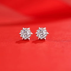 Silverbene Girl  Moissanite CZ Snowflake 925 Sterling Silver Stud Earrings