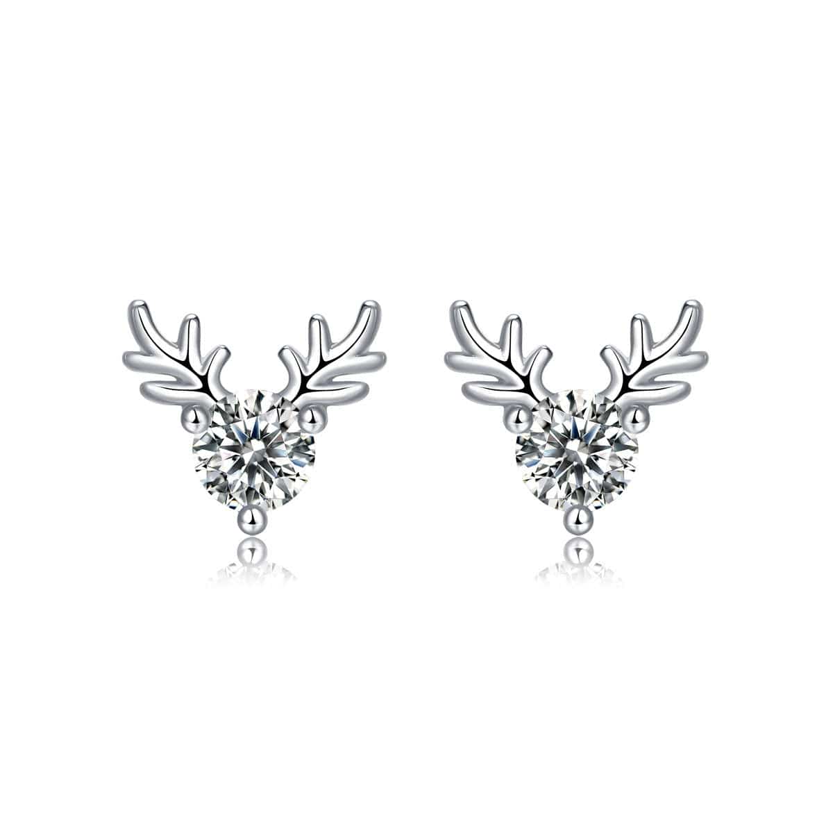 Silverbene Graduation Moissanite CZ Deers 925 Sterling Silver Stud Earrings