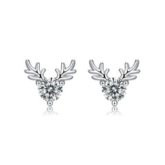 Silverbene Graduation Moissanite CZ Deers 925 Sterling Silver Stud Earrings