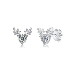 Silverbene Graduation Moissanite CZ Deers 925 Sterling Silver Stud Earrings