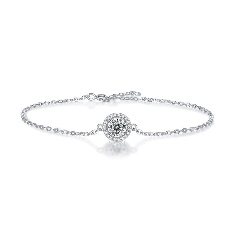 Silverbene Graduation Simple Round Moissanite CZ 925 Sterling Silver Bracelet