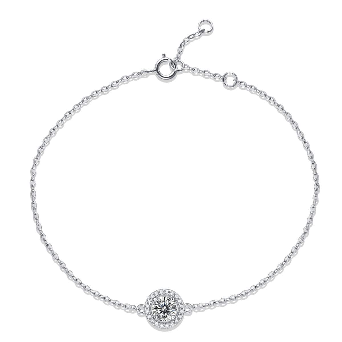 Silverbene Graduation Simple Round Moissanite CZ 925 Sterling Silver Bracelet