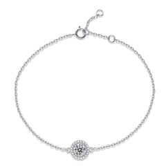 Silverbene Graduation Simple Round Moissanite CZ 925 Sterling Silver Bracelet