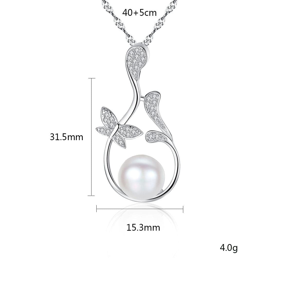 Silverbene Natural Pearl On CZ Flower Branch 925 Silver Necklace