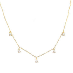 Silverbene necklace 18k Gold Round Cut Zircon Chain Necklace in 925 Sterling Silver & 18k Gold Plating