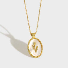 Silverbene necklace 18k Gold Tulip Seashell Necklace in 925 Sterling Silver & 18k Gold Plating