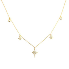 Silverbene necklace 18k Gold Zircon Shining Stars Necklace in 925 Sterling Silver & 18k Gold Plating