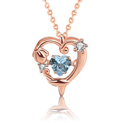 Auric Jewellers necklace Blue Zircon Heart Necklace in 925 Sterling Silver