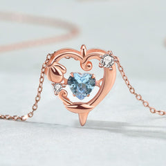 Auric Jewellers necklace Blue Zircon Heart Necklace in 925 Sterling Silver