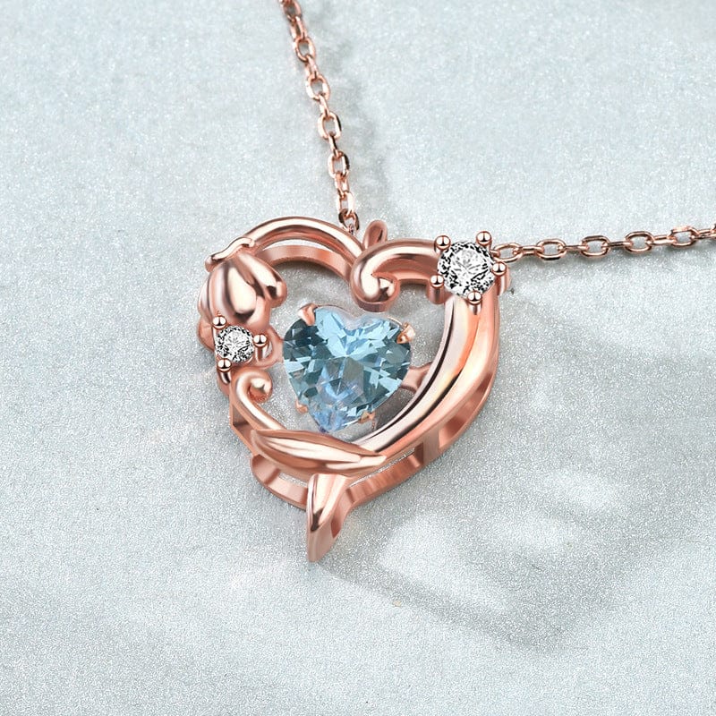 Auric Jewellers necklace Blue Zircon Heart Necklace in 925 Sterling Silver