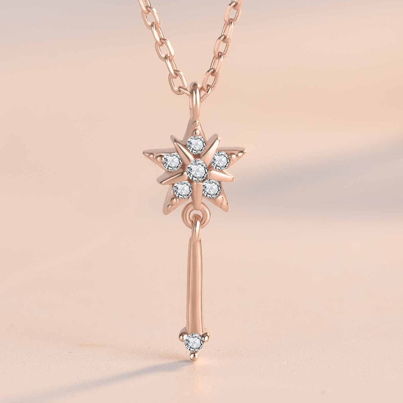 Silverbene necklace Fairy Zircon Star Staff Necklace in 925 Sterling Silver & 18k Rose Gold Plating