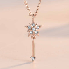 Silverbene necklace Fairy Zircon Star Staff Necklace in 925 Sterling Silver & 18k Rose Gold Plating