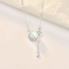 Silverbene necklace Moon & Stars Moonstone Necklace in 925 Sterling Silver & Rhodium Plating