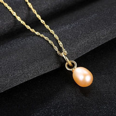 Auric Jewellers necklace Pink Natural Oval Pearl Necklace in 925 Sterling Silver