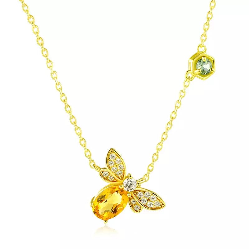 Auric Jewellers necklace Queen Bee Citrine Necklace in 925 Sterling Silver & 14k Gold Plating