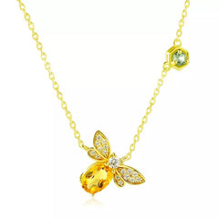 Auric Jewellers necklace Queen Bee Citrine Necklace in 925 Sterling Silver & 14k Gold Plating