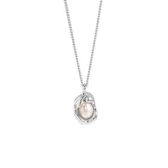 Silverbene necklace Rhodium Engulfed Genuine Pearl Necklace in 925 Sterling Silver & 18k Gold Plating