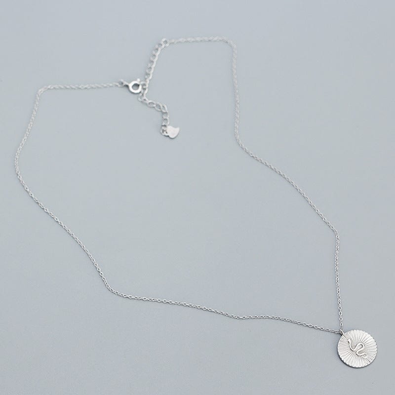 Rhodium Serpent Coin Necklace in 925 Sterling Silver Jewelry