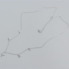 Silverbene necklace Rhodium Zircon Shining Stars Necklace in 925 Sterling Silver & 18k Gold Plating