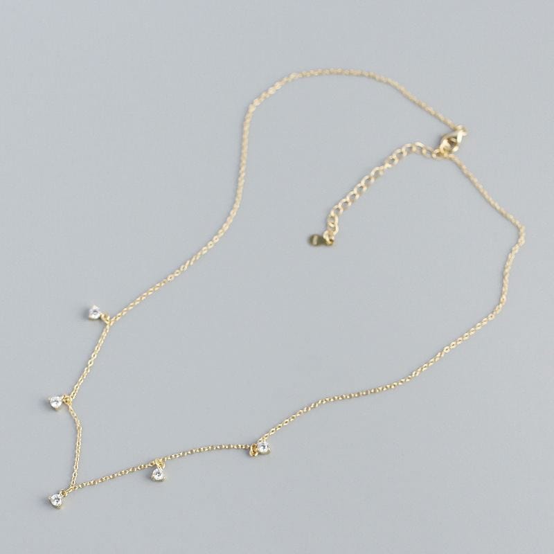 Silverbene necklace Round Cut Zircon Chain Necklace in 925 Sterling Silver & 18k Gold Plating