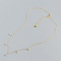 Silverbene necklace Round Cut Zircon Chain Necklace in 925 Sterling Silver & 18k Gold Plating