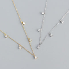 Silverbene necklace Round Cut Zircon Chain Necklace in 925 Sterling Silver & 18k Gold Plating