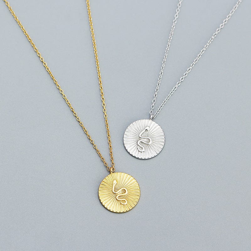 Silverbene necklace Snake Coin Necklace in 925 Sterling Silver & 18k Gold Plating