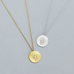 Silverbene necklace Snake Coin Necklace in 925 Sterling Silver & 18k Gold Plating