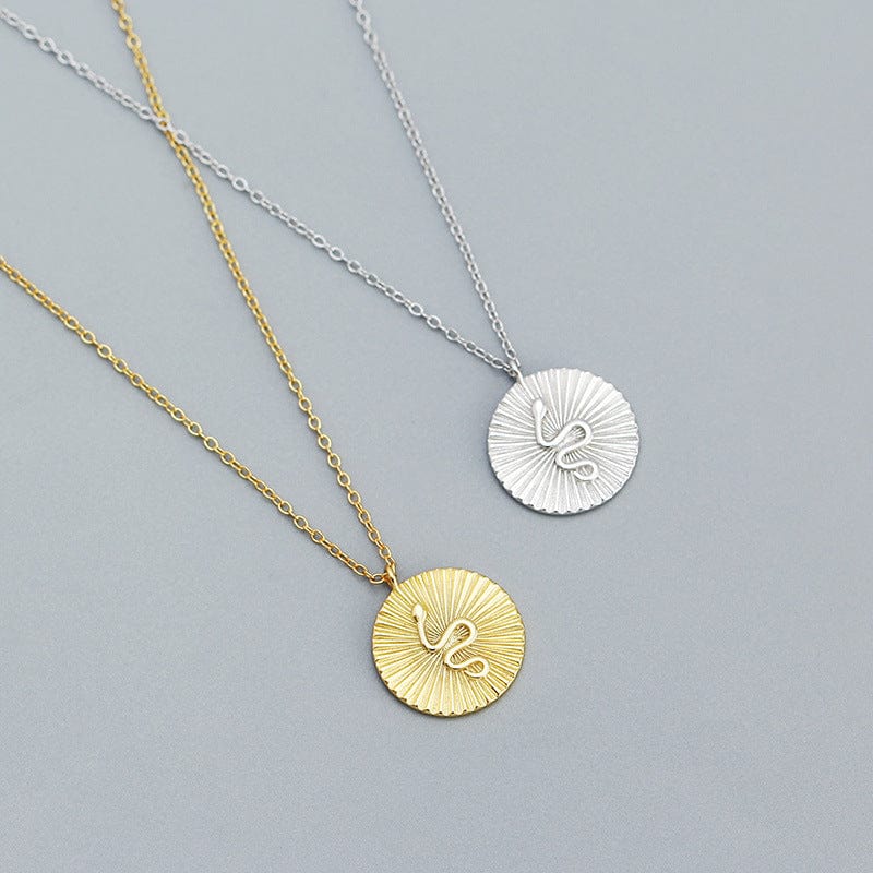 Silverbene necklace Snake Coin Necklace in 925 Sterling Silver & 18k Gold Plating