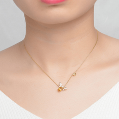 Auric Jewellers necklace Yellow Queen Bee Citrine Necklace in 925 Sterling Silver & 14k Gold Plating