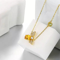 Auric Jewellers necklace Yellow Queen Bee Citrine Necklace in 925 Sterling Silver & 14k Gold Plating