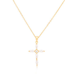 Auric Jewellers necklace Zircon Amethyst Cross Necklace in 925 Sterling Silver & 18K Gold Plated