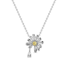 Silverbene necklace Zircon Daisy Flower Necklace in 925 Sterling Silver & Rhodium Plating