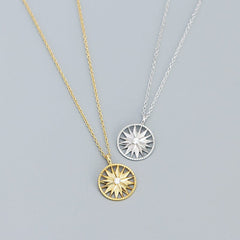 Silverbene necklace Zircon Shinning Star Necklace in 925 Sterling Silver & 18k Gold Plating