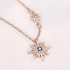 Silverbene necklace Zircon Sun Chain Necklace in 925 Sterling Silver & 18k Rose Gold Plating