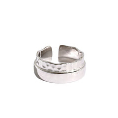 Silverbene New Irregular Wave Wide 925 Sterling Silver Adjustable Ring