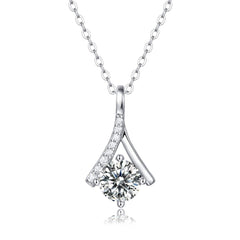 Silverbene Party Moissanite CZ V Letter 925 Sterling Silver Necklace