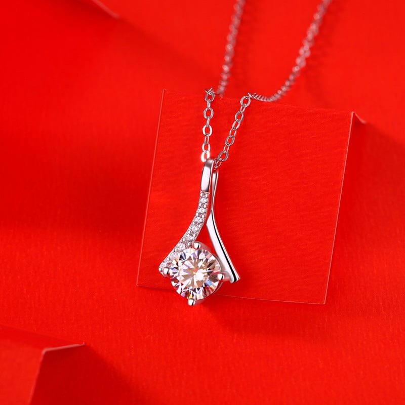 Silverbene Party Moissanite CZ V Letter 925 Sterling Silver Necklace