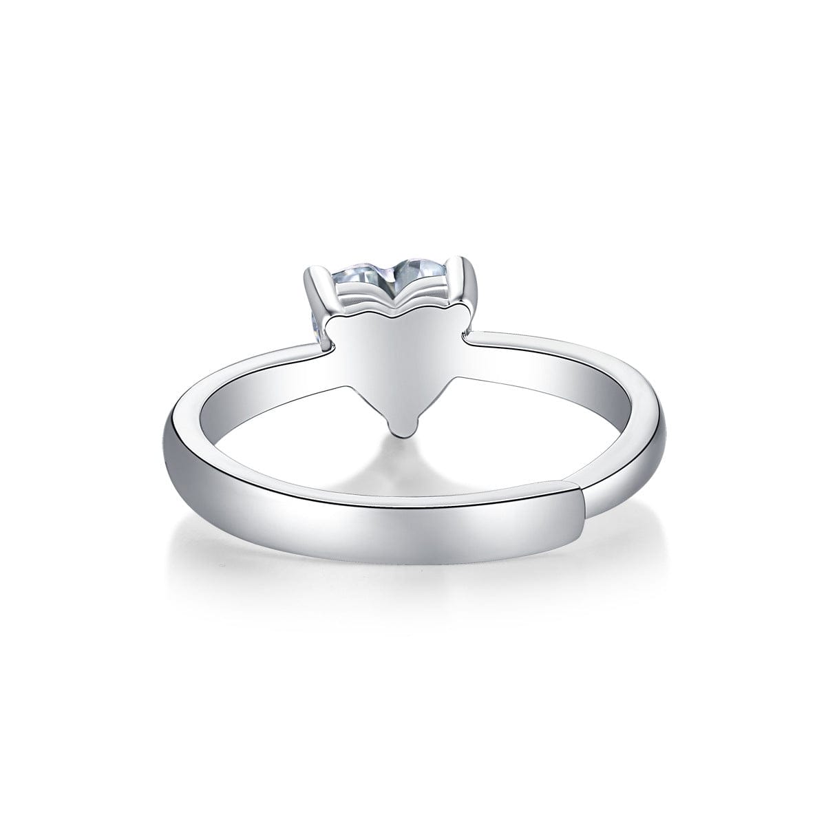 Silverbene Promise Moissanite CZ Heart 925 Sterling Silver Adjustable Ring