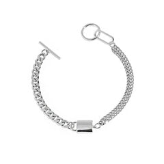 Silverbene Rhodium Asymmetry Curb Chain OT 925 Sterling Silver Bracelet