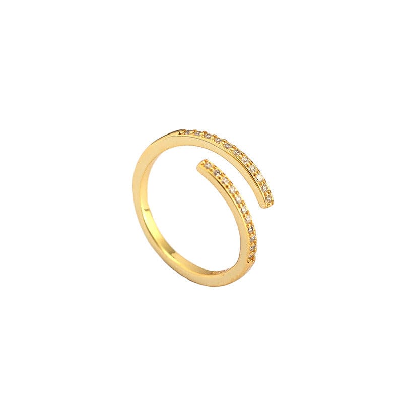 Silverbene ring 18k Gold Adjustable Duo Zircon Ring in 925 Sterling Silver & 18k Gold Plating