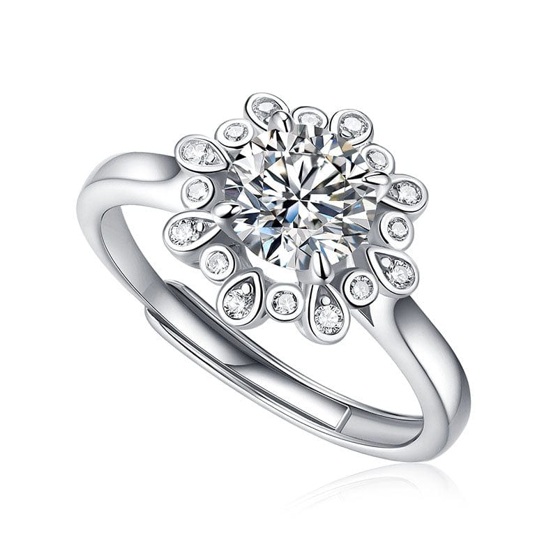 Auric Jewellers ring 1ct Moissanite Peony Flower Ring in 925 Sterling Silver