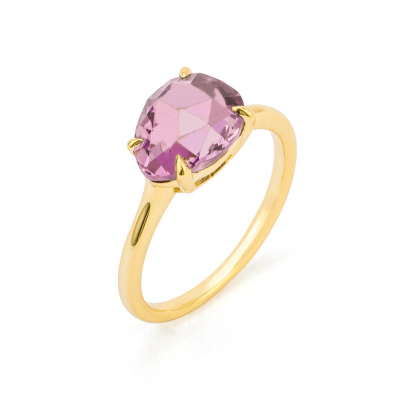 Auric Jewellers ring 7 Amethyst Ring in 925 Sterling Silver & 18K Gold Plating