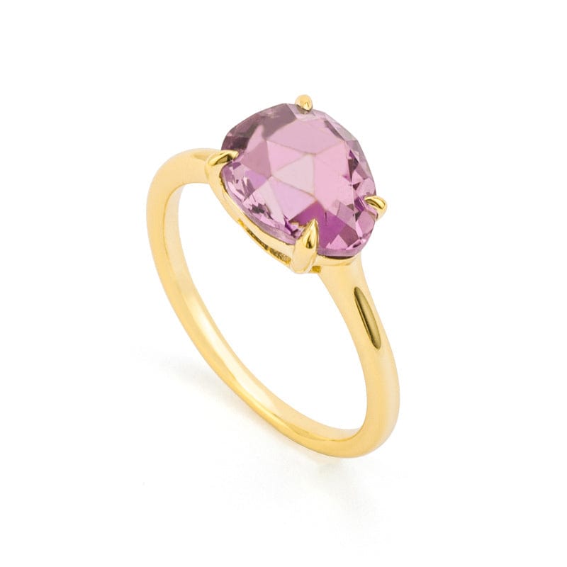 Auric Jewellers ring 7 Amethyst Ring in 925 Sterling Silver & 18K Gold Plating